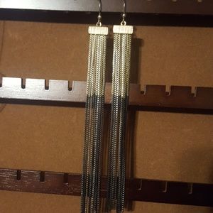 Gold & Black dangle chain earrings